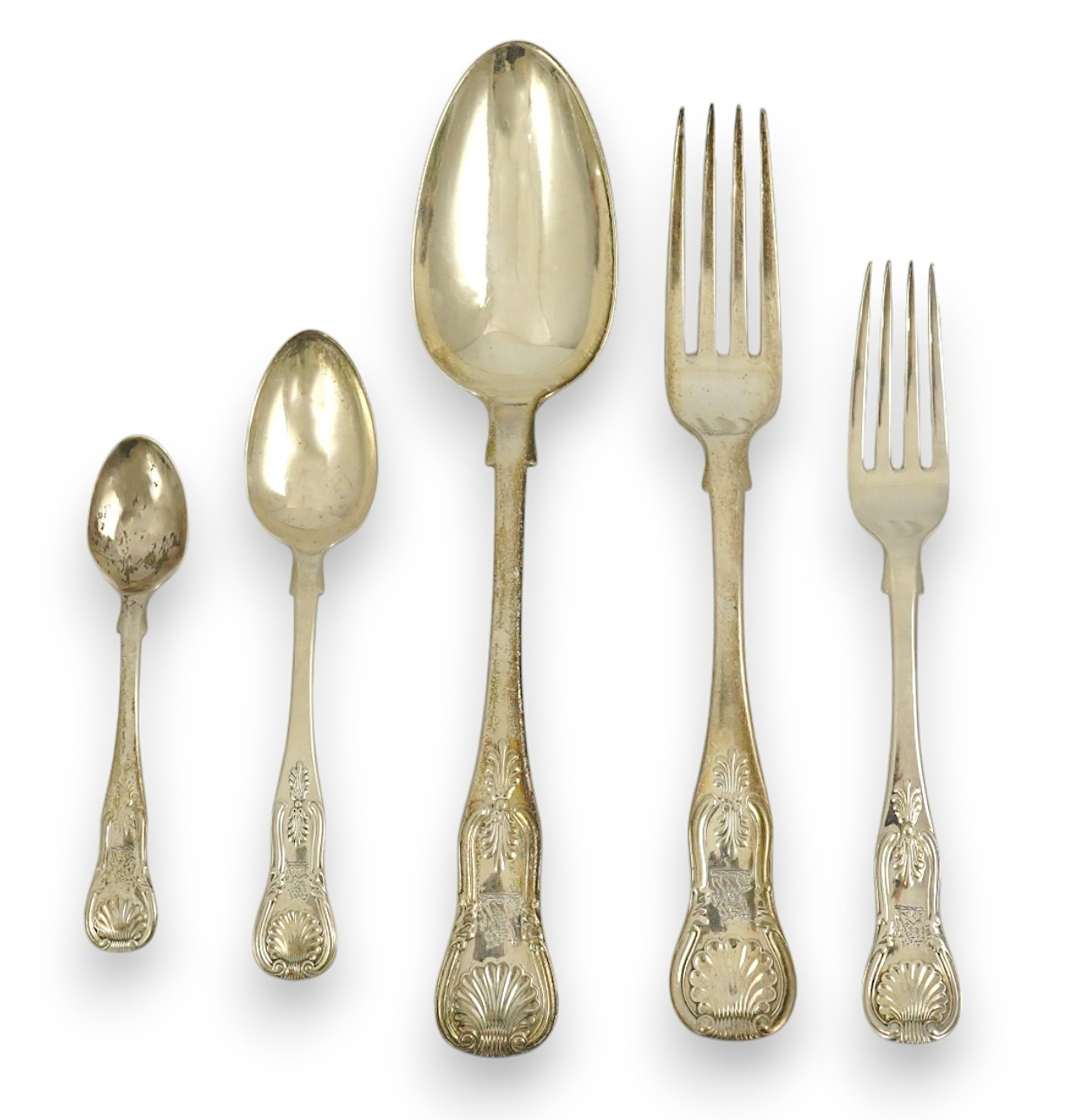 A part canteen of Victorian Scottish silver single struck King's pattern flatware, by James MacKay